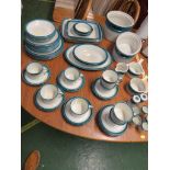 SELECTION OF WEDGWOOD BLUE PACIFIC OVEN TO TABLE WARE INCLUDING CUPS, SAUCERS, DISHES AND EGG CUPS