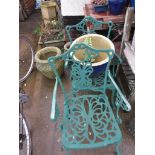 TWO GREEN METAL OUTDOOR CHAIRS