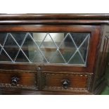 Stained oak corner television unit