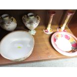 PAIR OF CROWN DEVON ERIN PATTERN URNS, A DUCAL AVIS BOWL, AND CROWN DUCAL LUSTRE BOWL WITH