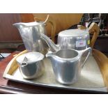 PICQUOT WARE STAINLESS STEEL TEA SET.