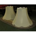 TWO CREAM FABRIC LAMP SHADES.