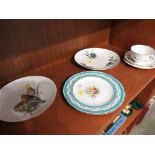 MINTON PLATE PAINTED WITH BIRDS AND NEST SIGNED G H EVANS, MINTON CHINA CUP AND SAUCER, MATCHING