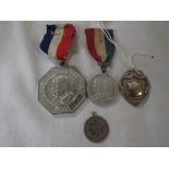 George V commemorative medal, one other commemorative medal, white metal Army Cyclist Corp pendant
