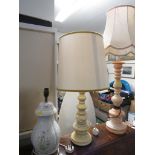 THREE CERAMIC TABLE LAMPS (ONE NEEDS RE-WIRING)