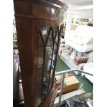 MAHOGANY VENEERED CORNER DISPLAY CABINET.