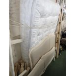 FRENCH STYLE CREAM PAINTED WOODEN UPHOLSTERED DOUBLE BEDSTEAD WITH LAURA ASHLEY BEAUMONT MATTRESS