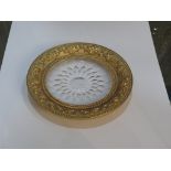 VAL SAINT LAMBERT GLASS DISH WITH A GILT METAL SURROUND, MARKED MIRELLA, SIGNATURE TO BASE.