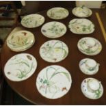 SELECTION OF MINTON CHINA PLATES, CUPS, SAUCERS AND DISHES DECORATED WITH PLANTS AND BUTTERFLIES