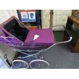 VINTAGE MARMET COACH BUILT PRAM FINISHED IN PURPLE