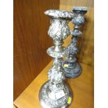 PAIR OF SILVER-PLATED CANDLE STICKS