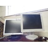 Two flat screen computer monitors