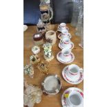 POTTERY STEINS, CHINA POSIES, COFFEE CUPS ETC.