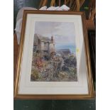 CLOVELLY, WATERCOLOUR, SIGNED ALFRED LEYMAN LOWER LEFT, 52CM X 35.5CM, GLAZED AND IN A MODERN GILT