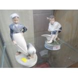 ROYAL COPENHAGEN FIGURE OF BOY AND GEESE 2139, AND WOMAN WITH GOOSE 528 (AF)