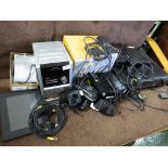 SELECTION OF HOUSEHOLD ELECTRICS INCLUDING CORDLESS PHONES, SONY VHS TAPE PLAYER.