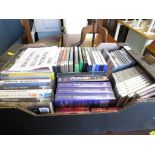 BOX OF ASSORTED VIDEO GAMES AND BLANK CASSETTE TAPES.