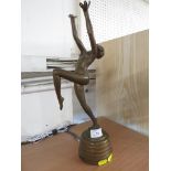REPRODUCTION ART DECO STYLE METAL FIGURINE OF NUDE WOMAN DANCER