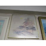 FRAMED PRINT OF WINTER LANDSCAPE.