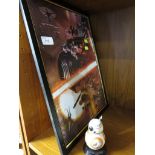 FRAMED STAR WARS THE FORCE AWAKENS POSTER PRINT TOGETHER WITH A FUN CO STAR WARS MODEL.