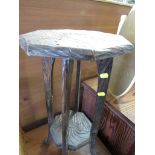 FAR EASTERN STYLE CARVED WOOD TWO TIER POT STAND.