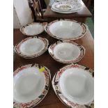 BRISTOL CHINA BOWLS WITH FLORAL BORDER.