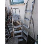 BLACK AND DECKER 3 WAY ALUMINIUM LADDER TOGETHER WITH A FOUR TREAD STEPLADDER