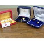 PAIR OF YELLOW METAL KNOT CUFFLINKS MARKED BH 585 (COMBINED 7.3G) WITH GUIDSMED OF COPENHAGEN BOX; A