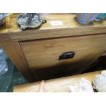 SUBSTANTIAL LIGHT OAK TWO-DRAWER FILING CABINET.