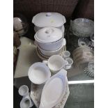 SELECTION OF WHITE CHINA PLATES OVEN TABLE WARE.