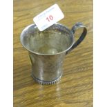 DANISH WHITE METAL CUP OF FLUTED SHAPE WITH 1939 PRESENTATION ENGRAVING, STAMPED MARKS TO BASE, 2