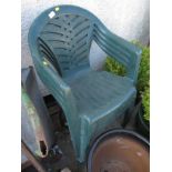 SET OF FOUR GREEN PLASTIC GARDEN CHAIRS