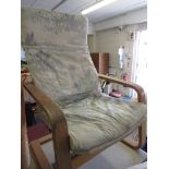 THREE BEECH FRAMED BENTWOOD ARMCHAIRS. (AF)