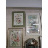 TWO FRAMED AND GLAZED STILL LIFE WATERCOLOURS OF POPPIES