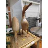 TWO WOODEN DUCK ORNAMENTS