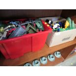 SELECTION OF VINTAGE TOYS INCLUDING ACTION FIGURES, ROBOT DOG , PLASTIC SOLDIERS ETC.