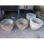 TWO PAIRS OF COMPOSITE STONE GARDEN POTS