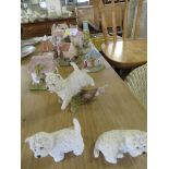 NINE LILLIPUT LANE AND SIMILAR COTTAGE ORNAMENTS AND THREE YORKSHIRE TERRIERS