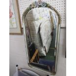 RECTANGULAR BEVEL EDGE WALL MIRROR WITH A FLORAL DECORATED FRAME
