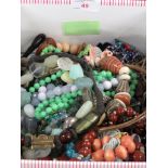 AN ASSORTMENT OF COSTUME BEAD NECKLACES (CONTENTS OF A SHOE BOX)