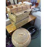 WOVEN LAUNDRY BASKET, STORAGE BASKET, FOLDING WINE RACK.