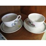 PAIR OF PORTMEIRION BOTANIC LARGE GARDEN CUPS AND SAUCERS.