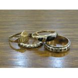 SMALL GOLD SIGNET RING STAMPED 9C, DRESS RING STAMPED 9CT&SIL, DRESS RING SET WITH WHITE STONES (