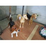 BESWICK FIGURE OF A BEAGLE WITH TITLE, BESWICK FIGURE OF GREY HOUND TITLED CH JOVIAL ROGER, AND