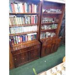 PAIR OF MAHOGANY VENEER BOOKCASES EACH WITH THREE SHELVES.