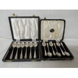 CASED SET OF SIX SILVER TEASPOONS (COMBINED 2.5 OZT), AND ANOTHER CASED SET OF SIX SILVER