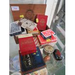 QUANTITY OF VINTAGE PLAYING CARDS TOGETHER WITH LACQUERED TRINKET BOXES