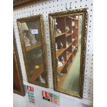 PAIR OF SMALL RECTANGULAR WALL MIRRORS IN GILT EFFECT FRAMES.