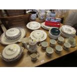 ASSORTED DINING CHINA INCLUDING LIDDED TUREENS, TEA AND DINNER PLATES ETC.