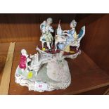 TWO CONTINENTAL PORCELAIN FIGURAL GROUPS OF MUSICIANS.